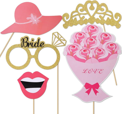 Kotbs 52pcs Wedding Photo Booth Props, Bachelorette Party Photo Booth Prop Kit for Bridal Shower, Engagement and Valentines Party, Photobooth Props Wedding Party Supplies