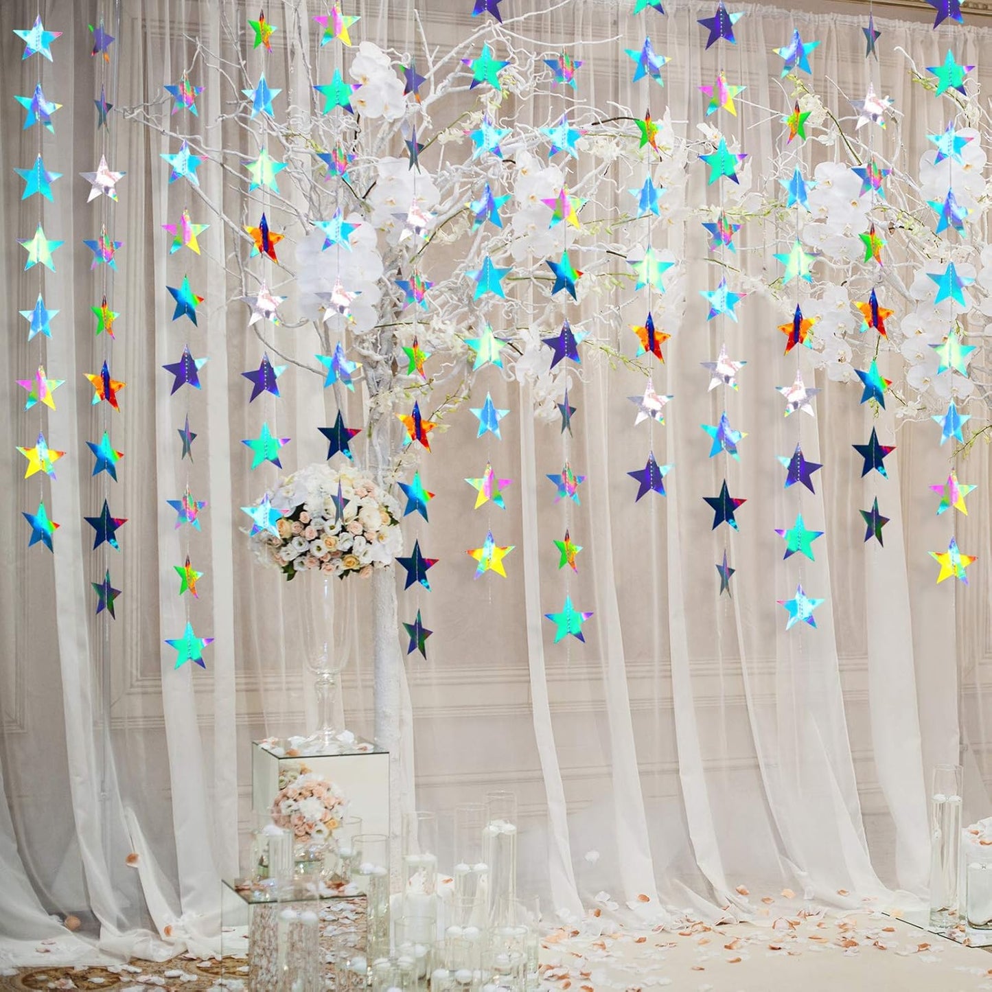 Patelai Glitter Star Garland Banner 2026 Graduation Decor 130 Feet Star Hanging Banner Twinkle Backdrop for Party Birthday Classroom Wedding Supplies(Gold)