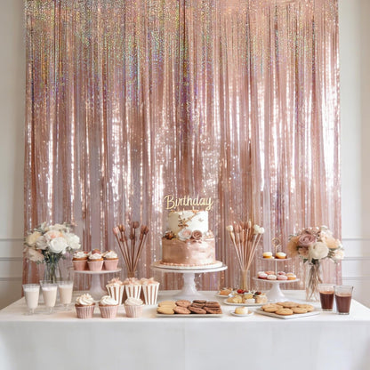 4 Packs Silver Foil Fringe Curtain, Silver Glitter Metallic Tinsel Backdrop for Birthday, Wedding, Baby Shower, Bachelorette, 70s 80s 90s Theme Disco Party, Iridescent Party Decorations Supplies