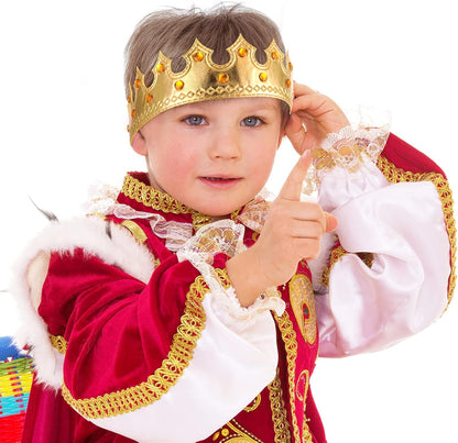 Yingzhao 8 Pcs Royal King Crown for Kid Plastic Queen Prince Princess Crown Jeweled Costume Accessory for Adult Boy Girl (Gold)