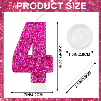 Birthday Number Candles, Glitter Number Candle Cake Decorations with Sequins, Cupcake Decorations for Girls, Women, Party Anniversary Celebrations (Number 6, Purple)