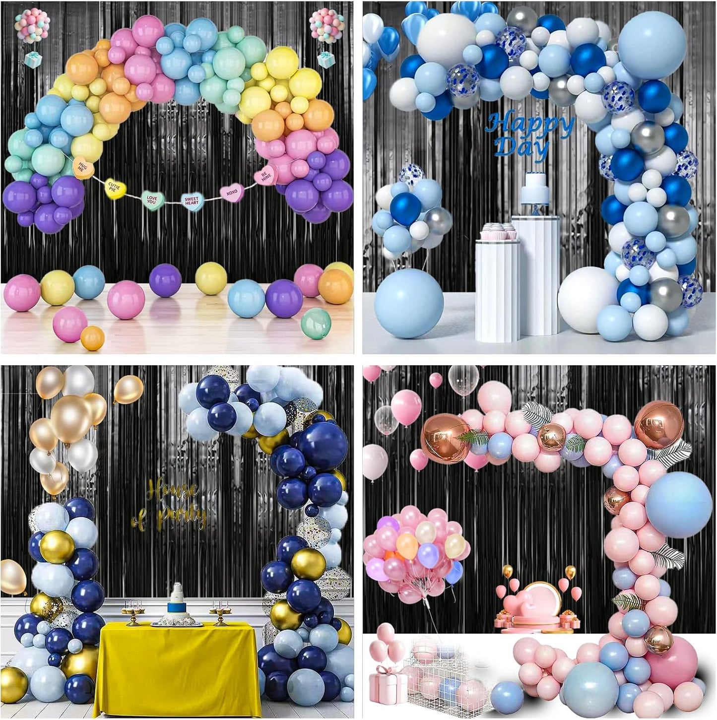 Birthday Party Decorations: 3 Pack 3.3 x 9.9 ft Gold Foil Fringe Curtains Party Supplies, Tinsel Curtain Backdrop for Parties/Birthday/Photo Booth