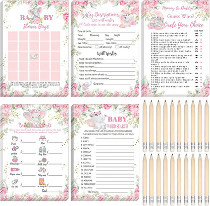Yinder 145 Pcs Baby Shower Games Activities Cards with 20 Pencils Includes Baby Bingo Description and Wishes Guess Who Price is Right Word Scramble Game(Here Comes the Son)