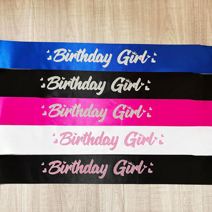 ‘Birthday Girl' Birthday Sash Royal Blue with Glitter Silver Letters Birthday Sash for Women, Sweet 16, 18th 21st B-day Sash