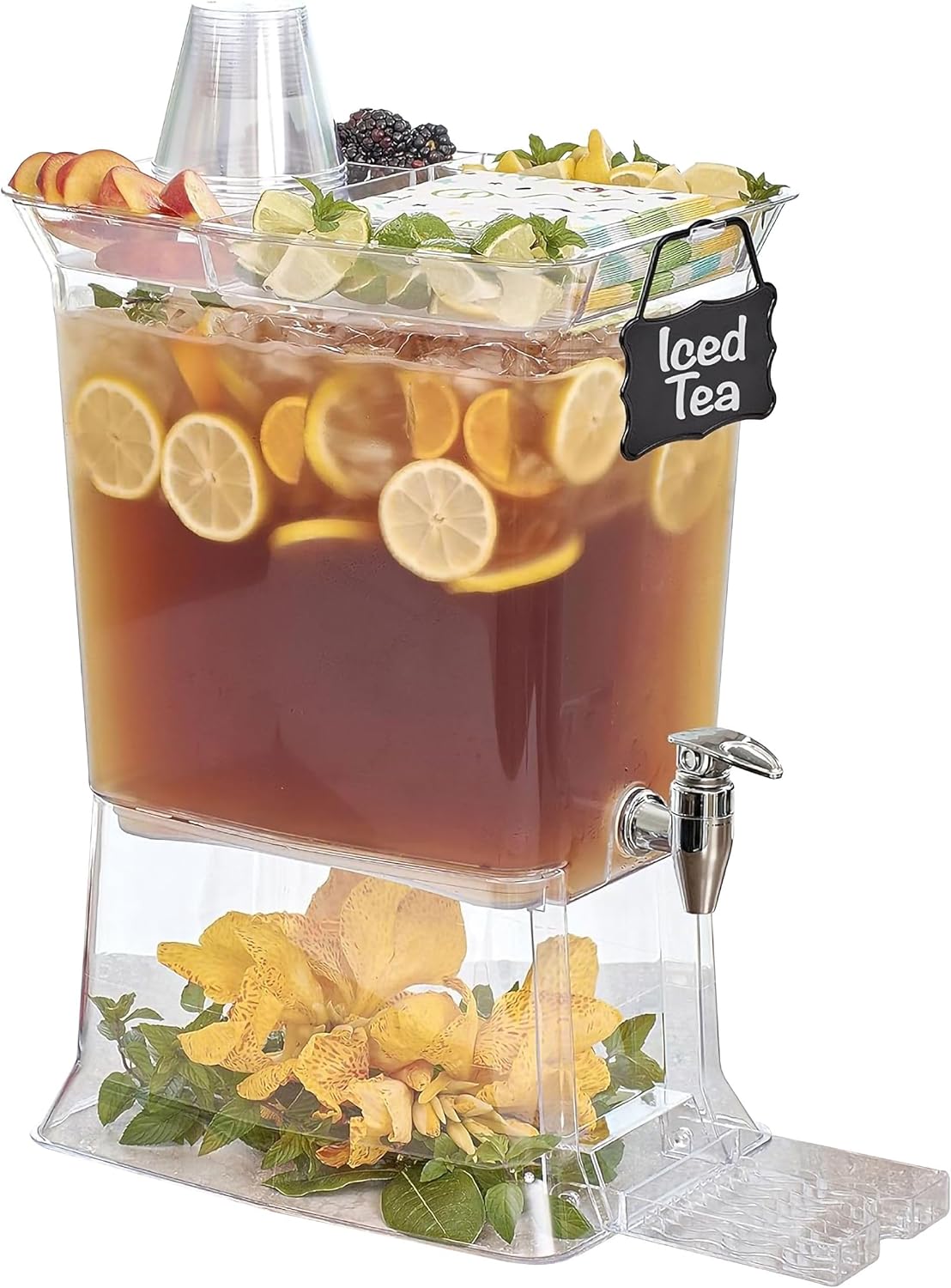 Buddeez Tritan™ Beverage Dispenser with Party Tray Lid - 2.5 Gallon Cold Drink Dispenser for Juice, Iced Tea, Lemonade, Water