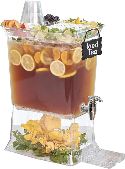 Buddeez Tritan™ Beverage Dispenser with Party Tray Lid - 2.5 Gallon Cold Drink Dispenser for Juice, Iced Tea, Lemonade, Water