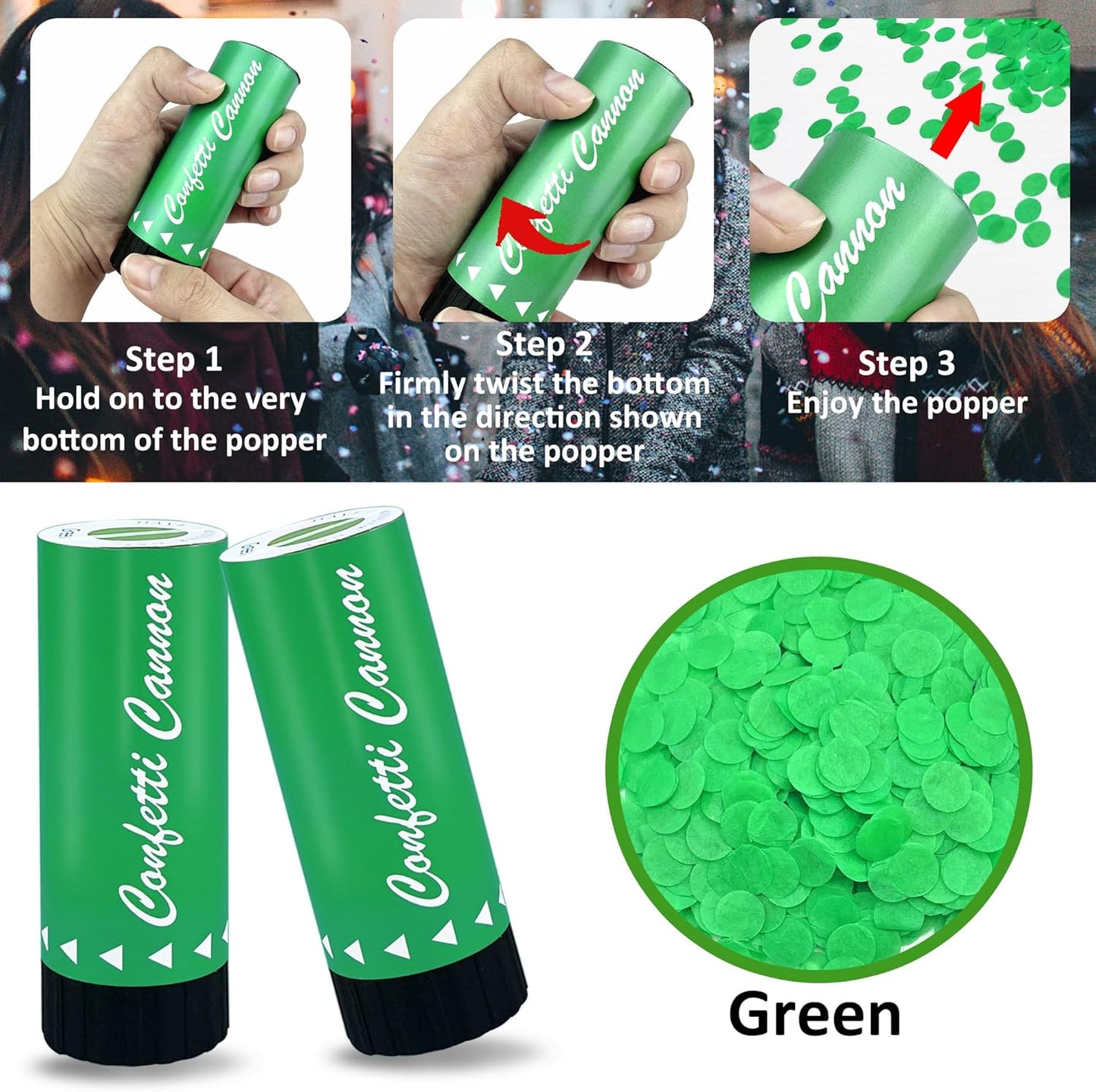 Confetti Poppers Cannons for Wedding Birthday Graduation Baby Shower Anniversary Christmas New Year's Kids Fun Party Supplies Decorations and Favors (Gold)