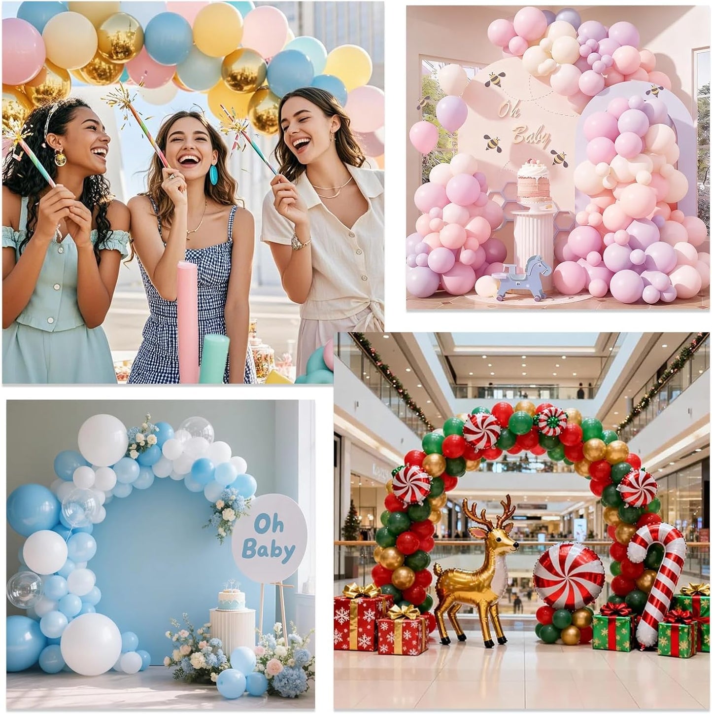 Balloon Arch Stand Kit 9ft &5.6ft,Heavy Duty Base With Water Filling Bag,White Bendable Half Arch Balloon Arch for Birthdays Holiday Decorations And Other Indoor And Outdoor Parties No Balloons