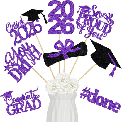 24Pcs 2026 Graduation Table Centerpieces Gold, Graduation Centerpieces for Tables 2026 Gold Class of 2026 Graduation Centerpiece Sticks for 2026 Graduation Party Table Decorations Gold