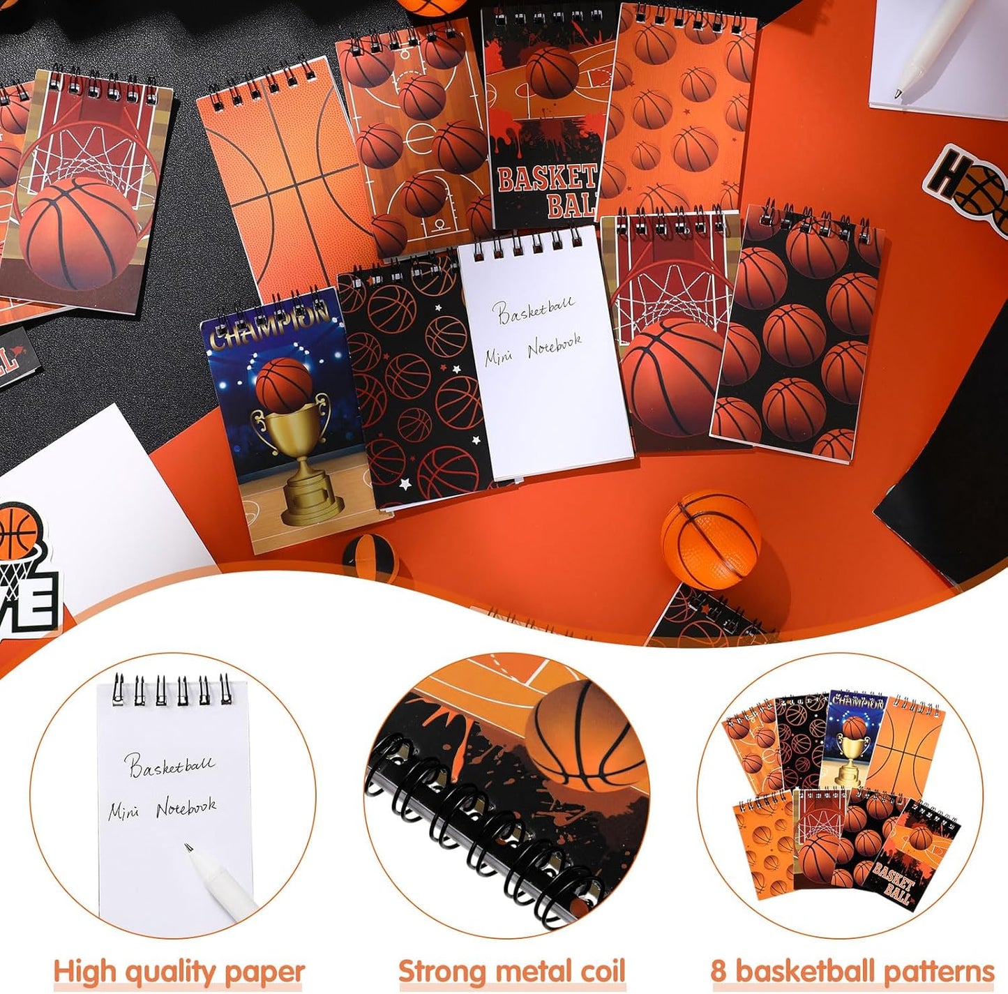 Faccito 32 Pcs Mini Notepads Sports Basketball Baseball Football Soccer Party Supplies Goodie Bag Stuffers Notepads Spiral Mini Notebooks for Reward(Baseball)