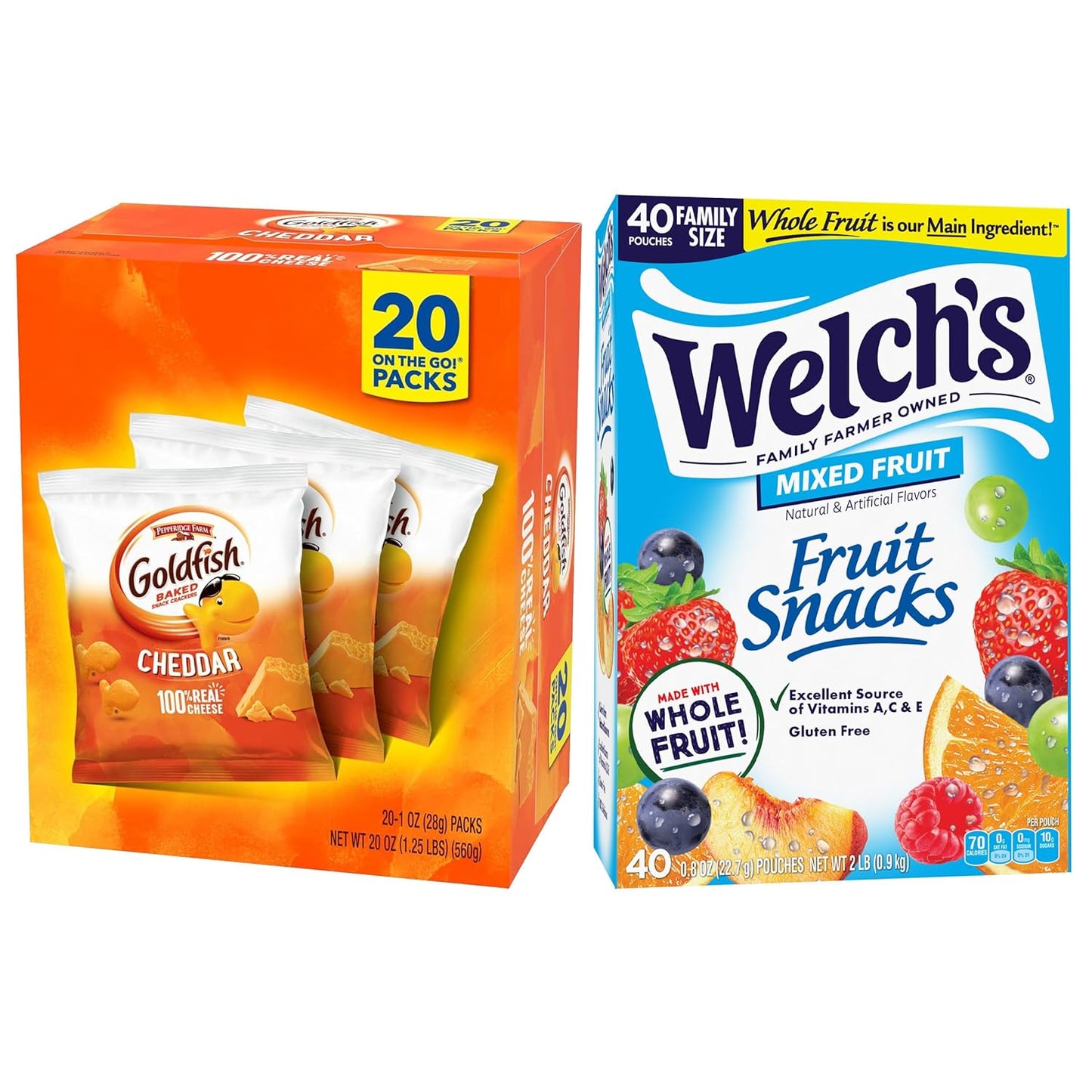 Goldfish Crackers Big Smiles Variety Pack with Cheddar, Colors, and Pretzels, Snack Packs, 30 Ct