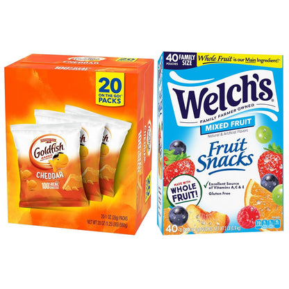 Goldfish Crackers Big Smiles Variety Pack with Cheddar, Colors, and Pretzels, Snack Packs, 30 Ct