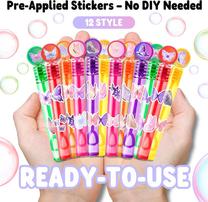 Butterfly Party Favors for Kids – 24PCS Fairy Garden-Themed Mini Bubble Wands, Great for Birthday Supplies, Pinata Fillers, Goodie Bags & Classroom Rewards