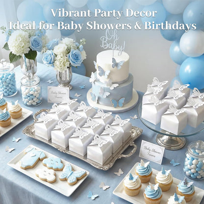 VGOODALL 50PCS Party Favor Boxes, 2.4" x 2.4" x 1.8" 3D Butterfly Candy Boxes White Baby Shower Favors for Wedding Birthday Party Gift