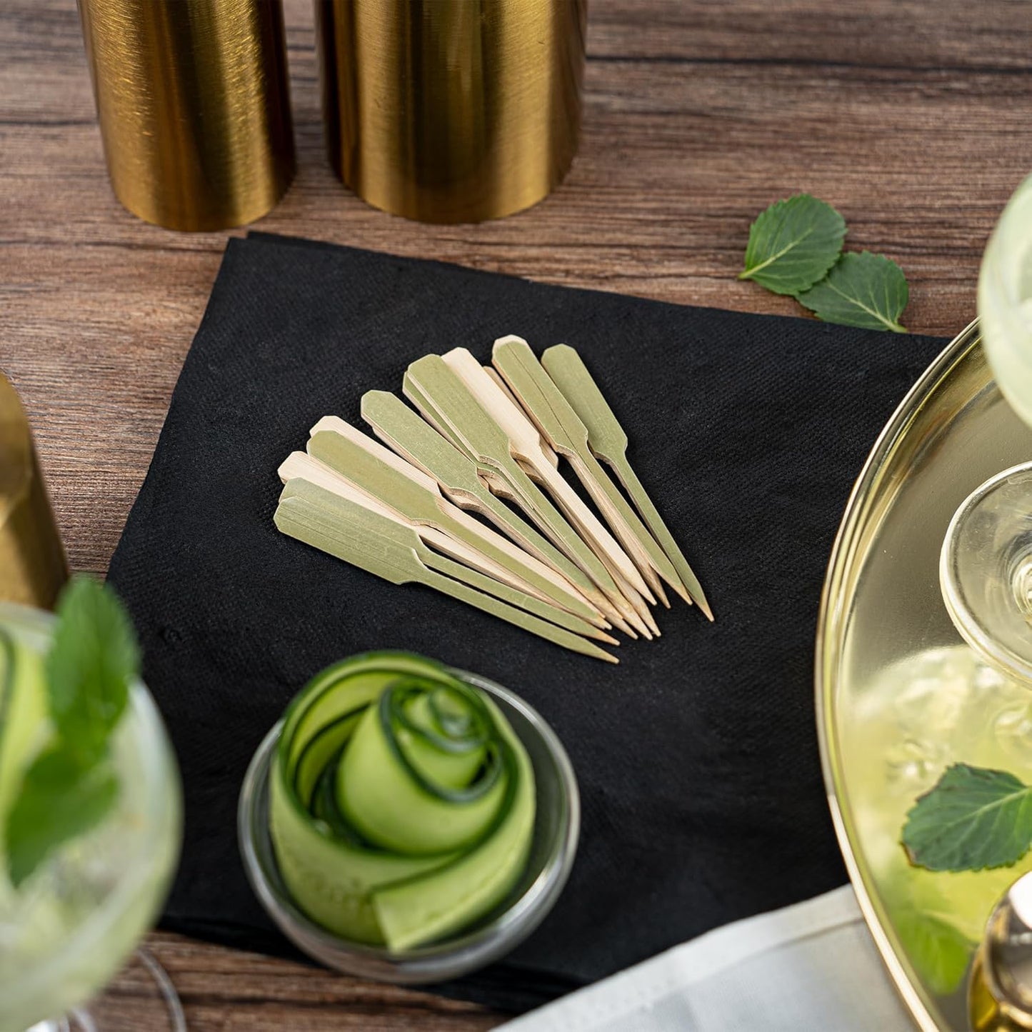 3.5 Inch Cocktail Picks, 100 Disposable Appetizer Skewers - Cylinder Top, Sturdy, Natural Bamboo Decorative Toothpicks, For Barbeques, Parties, Or Buffets