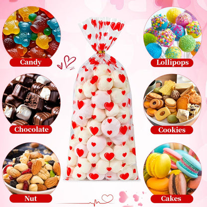 Soarvita Wildflower Cellophane Treat Bags: 50Pack Clear Plastic Floral Goodie Bags with 60 Ties for Cookies Snacks & Gift Packaging, Spring Candy Bag for Baby Bridal Shower Wedding Party Favors