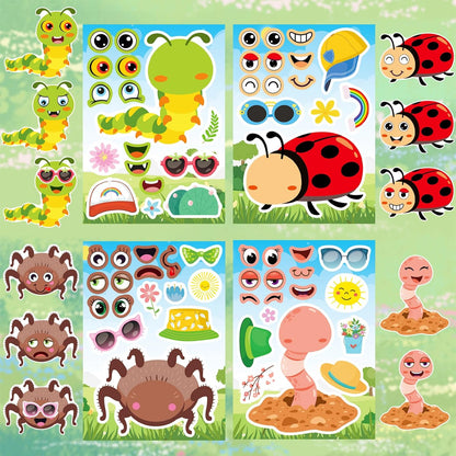 Aowplc 36 Pcs Make-A-Face Sticker Sheets Kids Party Favors Mix and Match Stickers with Dinosaurs, Mermaids, Unicorns, Horses, Farm & Sea Animals for Parties, Birthdays, Classroom Activities & Crafts