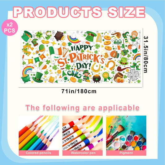 Giant Easter Coloring Tablecloth, 108'' x 54'' Coloring Poster Spring Coloring Tablecloth for Easter Party Decorations Supplies