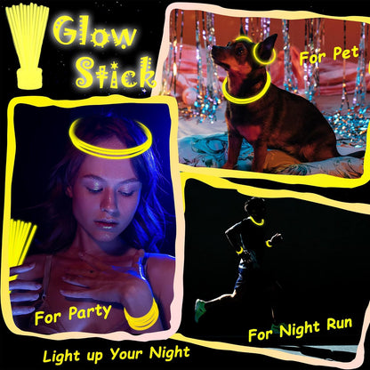 100 pk 8" Glow Sticks Bulk Party Favors, Light up Glow Necklaces & Bracelets in the Dark Party Supplies For Christmas Halloween 4th of July Birthday Neon Party (100 * Blue)