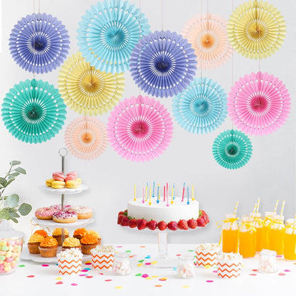 BestoFun 12PCS Paper Fans Hot Pink Party Decorations Tissue Paper Flowers Decorations Hanging Honeycomb Round Paper Fans Decoration for Girl Groovy Birthday Baby Shower Wedding