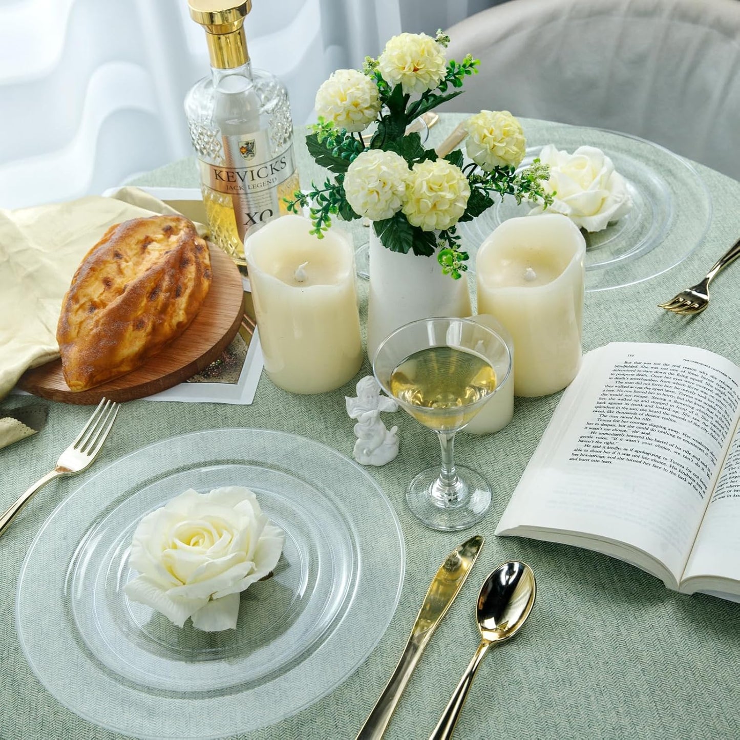 FLOWERCAT 60PCS White Plastic Plates - Heavy Duty White Disposable Plates for Mother's Day/Birthday Party/Wedding -serve for 30 guests Include 30PCS 10.25" & 30PCS 7.5" Plates for Party