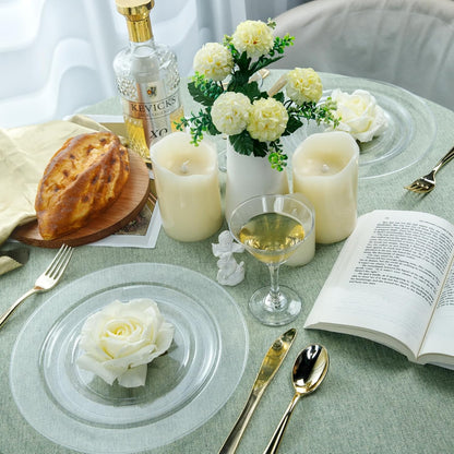 FLOWERCAT 60PCS White Plastic Plates - Heavy Duty White Disposable Plates for Mother's Day/Birthday Party/Wedding -serve for 30 guests Include 30PCS 10.25" & 30PCS 7.5" Plates for Party