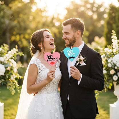 Kotbs 52pcs Wedding Photo Booth Props, Bachelorette Party Photo Booth Prop Kit for Bridal Shower, Engagement and Valentines Party, Photobooth Props Wedding Party Supplies