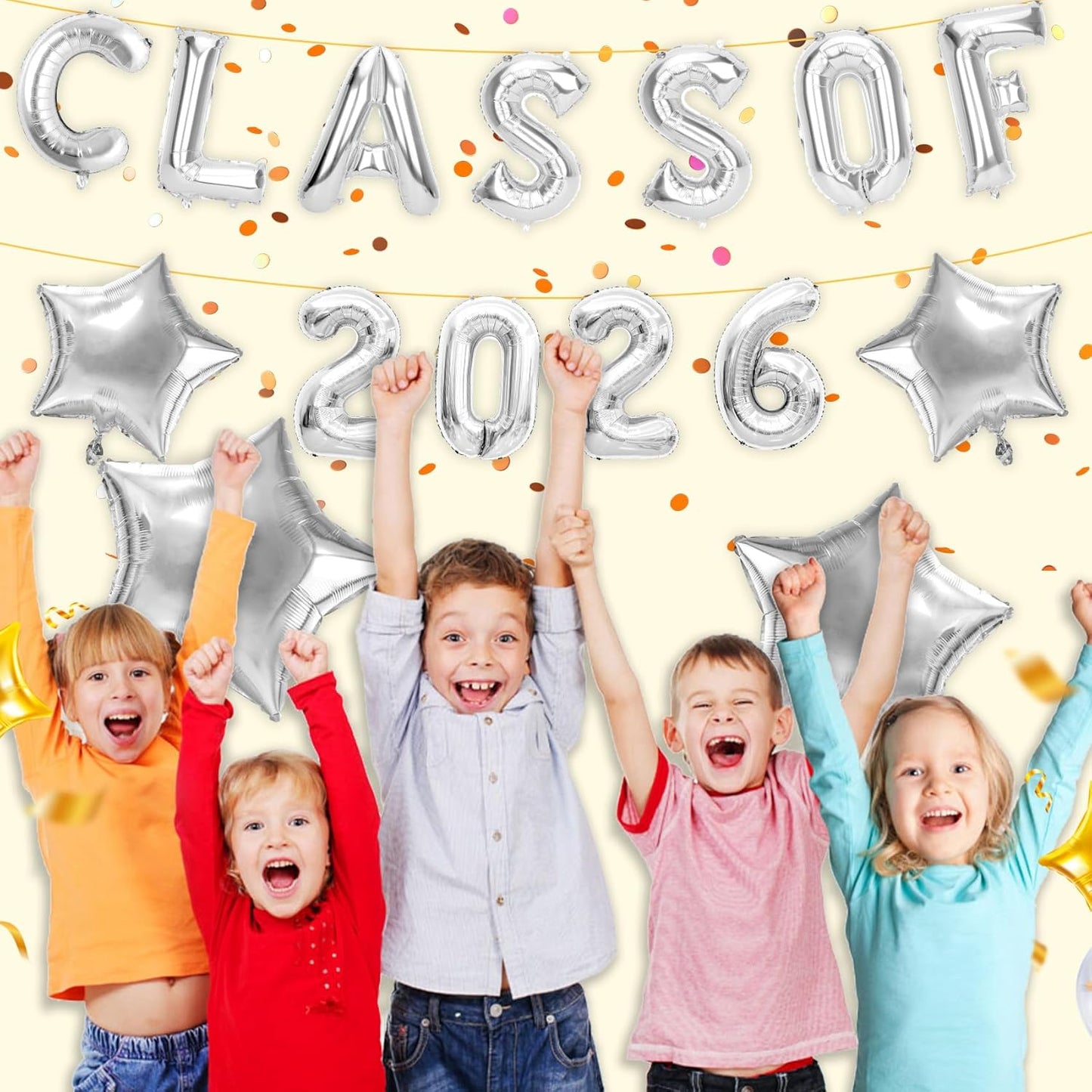 Graduation Balloons, Class of 2026 Balloons, 16Inch Gold Grad Class of 2026 Letters Foil Balloon Sign with Star Balloons, Class of 2026 Decorations for High School College Graduation Party Decorations