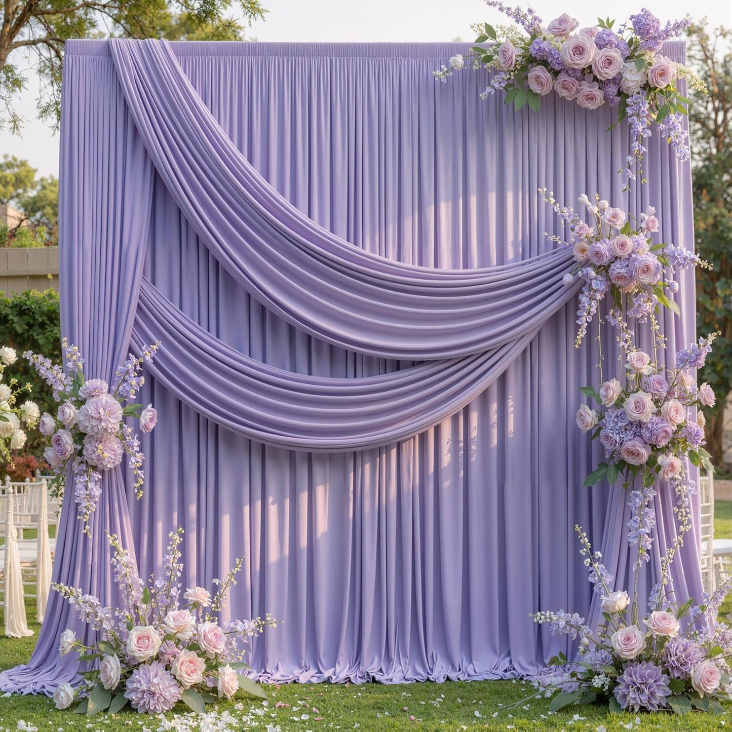 10ftx10ft Black Backdrop Curtains for Weddings Parties, Wrinkle Free 2 Panels Silky Polyester Photo Backdrop Drapes Back Drop Cloth Drapery for Birthday Mother'sDay Photography Background