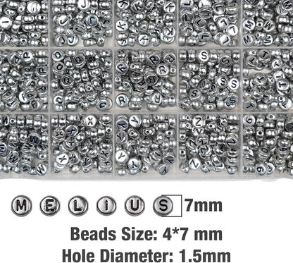 Melius 1450Pcs Acrylic Glow Letter Beads, Alphabetical Glowing in The Dark Beads in 28 Grid Box for Jewelry Making, DIY Bracelets, Necklaces, Key Chains (Glowing, 4x7mm)