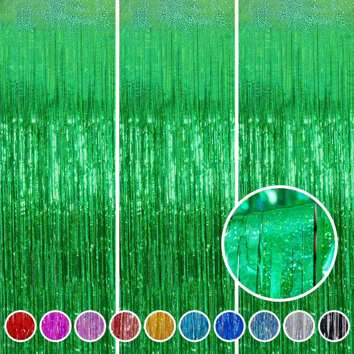 Happy Mothers Day Decorations Melsan 3 Pack 3.2 x 8.2 ft Pinkish Purple Tinsel Fringe Curtain Backdrop, Sparkling Metallic Party Decorations for Girls Birthday, Bachelorette, Wedding, Photo Booth