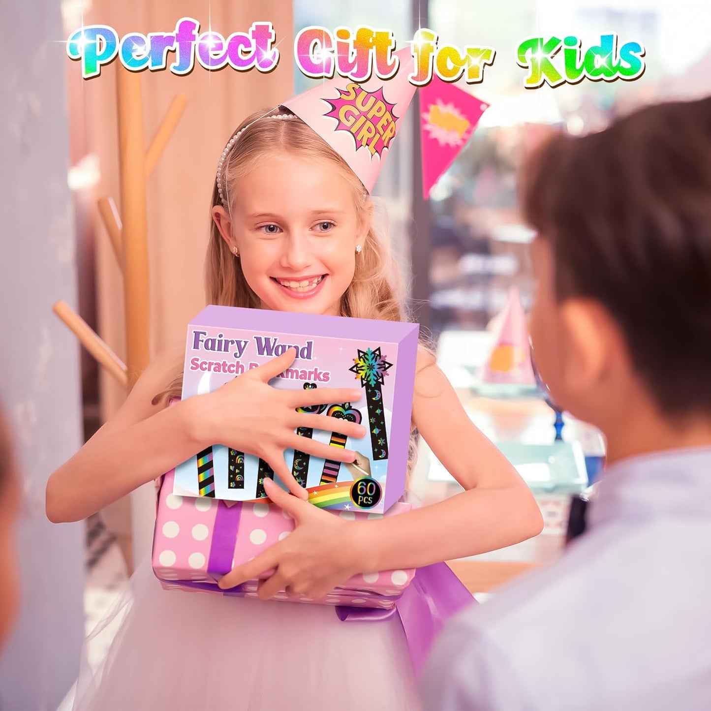 CY2SIDE 60PCS Princess Fairy Wand Scratch Bookmarks for Girls, Make Your Own Fairy Stick Scratch Paper Magic Wands Bookmark, DIY Princess Stick Rainbow Crafts Ornaments for Kids Birthday Party