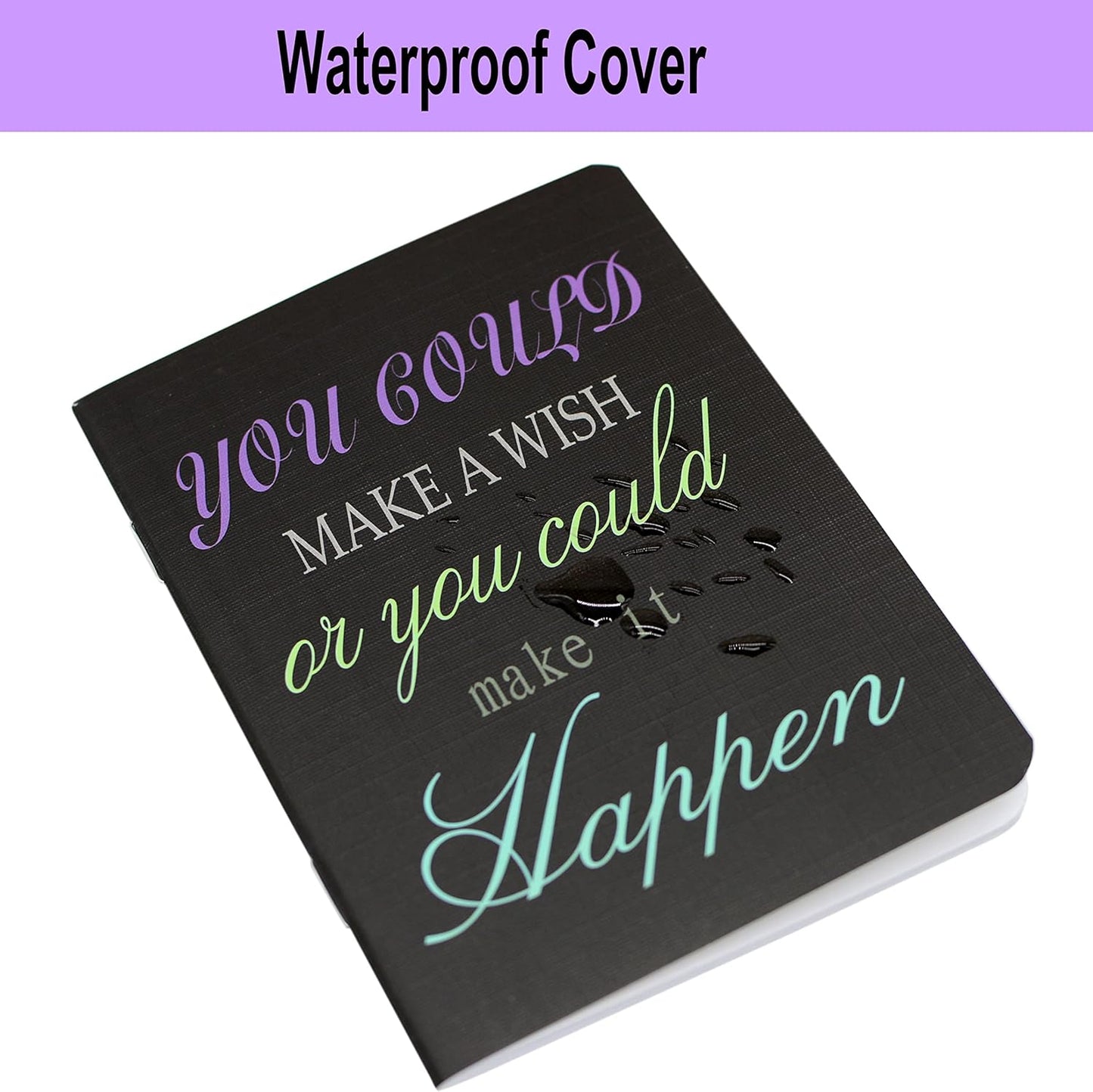 YYaaloa 48pcs Mini Notepads Black Inspirational Pocket Notebooks, Happy Journal Small Notebooks Bulk for Party Office Home Coworkers Travel Gift Present Supplies (48pcs-8styles, Black Inspirational)
