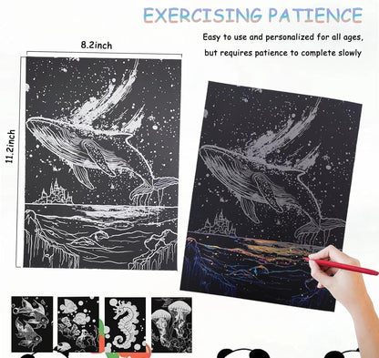 Scratch Art Bookmarks Kit, 24 Sheet Paper with Scratching Tools for DIY Party Favors, Christmas Stocking Stuffers