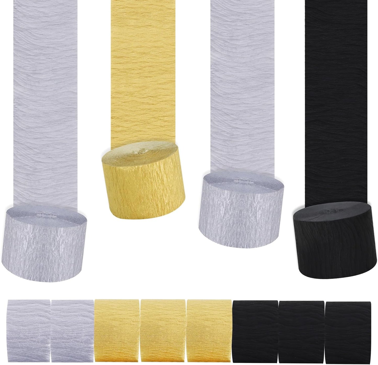 BEISHIDA 8 Rolls Red Yellow Blue and Green Crepe Paper Streamers for Carnival Circus Sesame Street Paw Party Decorations, Birthday DIY Craft Paper(1.8 Inch x 82 Ft/Roll)