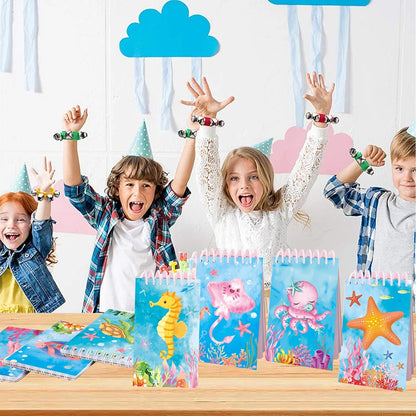 24pcs Underwater World Themed Notepads Under the Sea Party Favors Under the Sea Spiral Pocket Notepads Goodie Bag Stuffers Notepads Spiral Mini Notebooks for Teens Teacher Classroom Reward