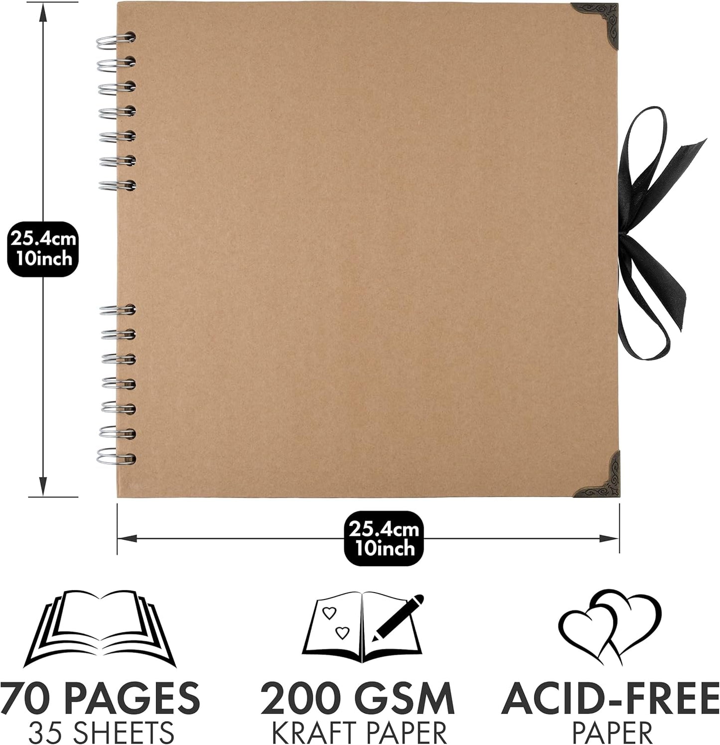 Bstorify Scrapbook Album 60 Pages (8 x 8 Inch) Brown Thick 200gsm Kraft Paper, Photo Album Scrapbook, Memory Book - Ideal for Your Scrapbooking Albums Art & Craft Projects