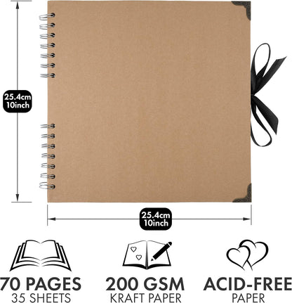 Bstorify Scrapbook Album 60 Pages (8 x 8 Inch) Brown Thick 200gsm Kraft Paper, Photo Album Scrapbook, Memory Book - Ideal for Your Scrapbooking Albums Art & Craft Projects