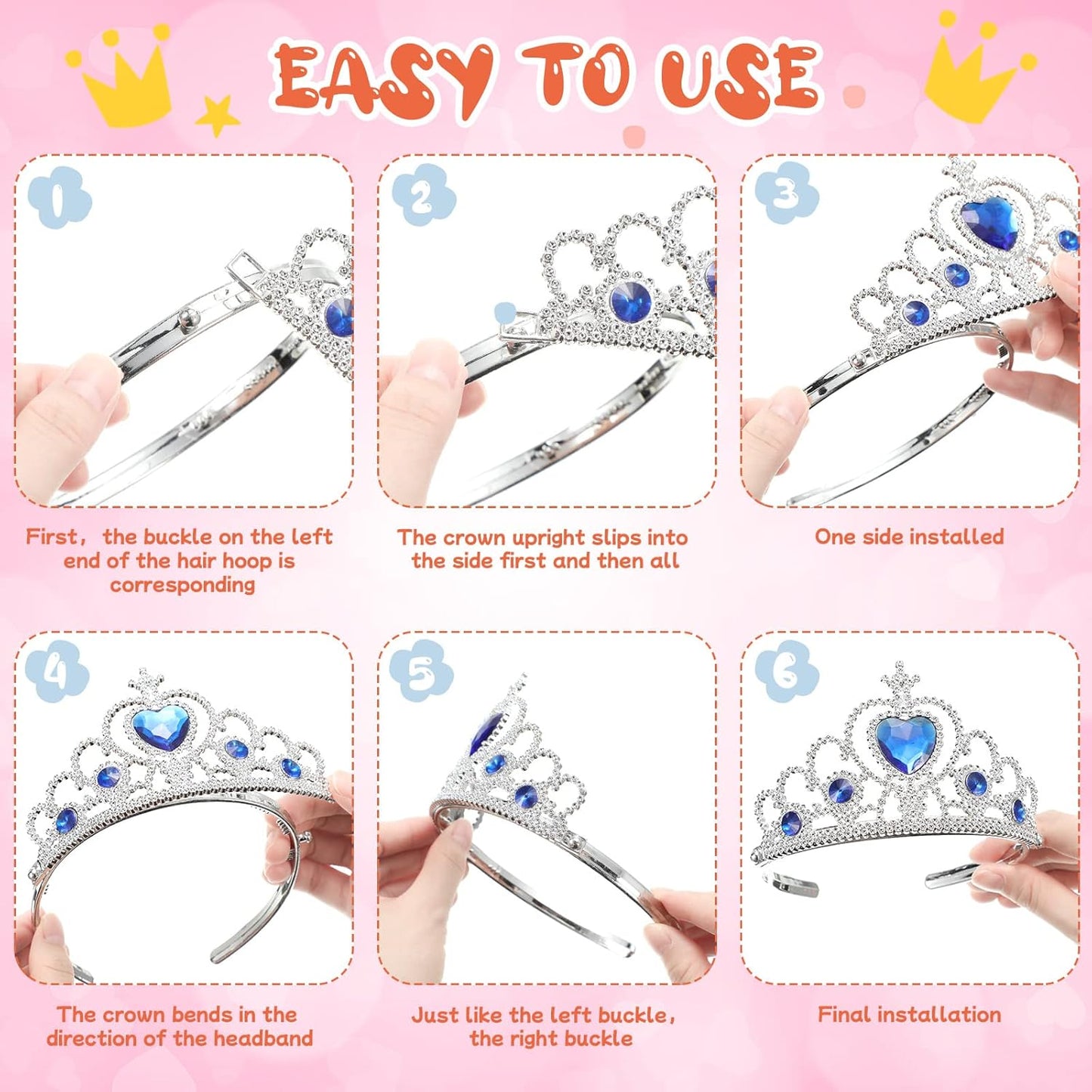 30 Pcs Princess Crown Set Tiaras for Girls Plastic Tiaras Bulk Dress up Costume Party Favors Accessories Kid Birthday
