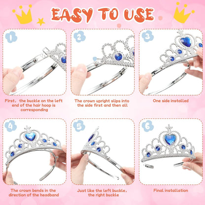 30 Pcs Princess Crown Set Tiaras for Girls Plastic Tiaras Bulk Dress up Costume Party Favors Accessories Kid Birthday