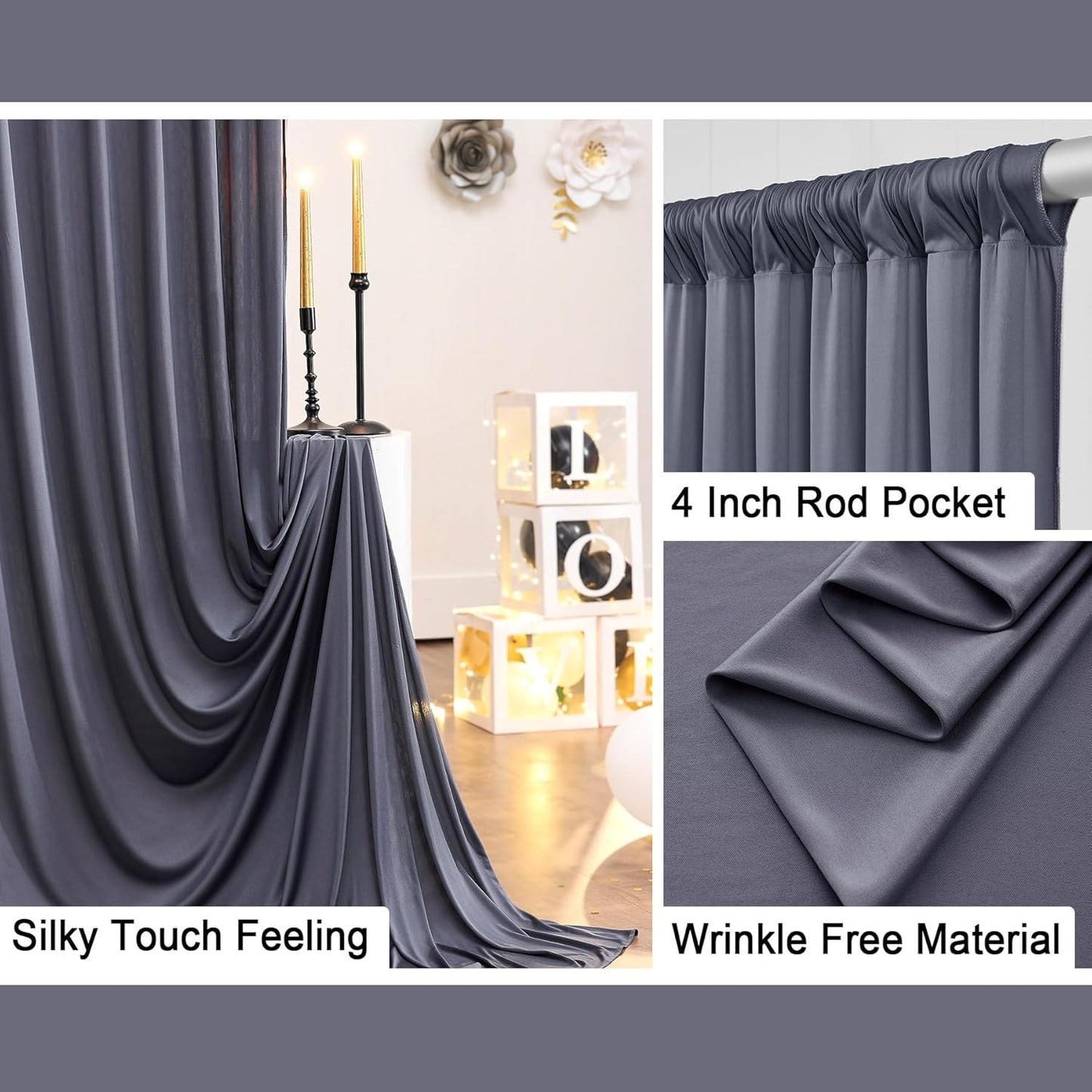 10 ft x 10 ft Wrinkle Free White Backdrop Curtains for Wedding Parties, Polyester Photography Backdrop Drapes for Birthday Parties Stage Backdrop Stand, 2 Panels 5x10FT Background Curtains