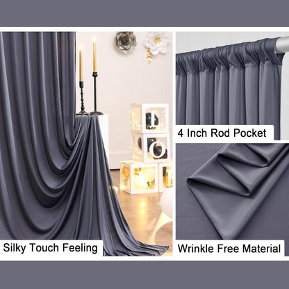 10 ft x 10 ft Wrinkle Free White Backdrop Curtains for Wedding Parties, Polyester Photography Backdrop Drapes for Birthday Parties Stage Backdrop Stand, 2 Panels 5x10FT Background Curtains