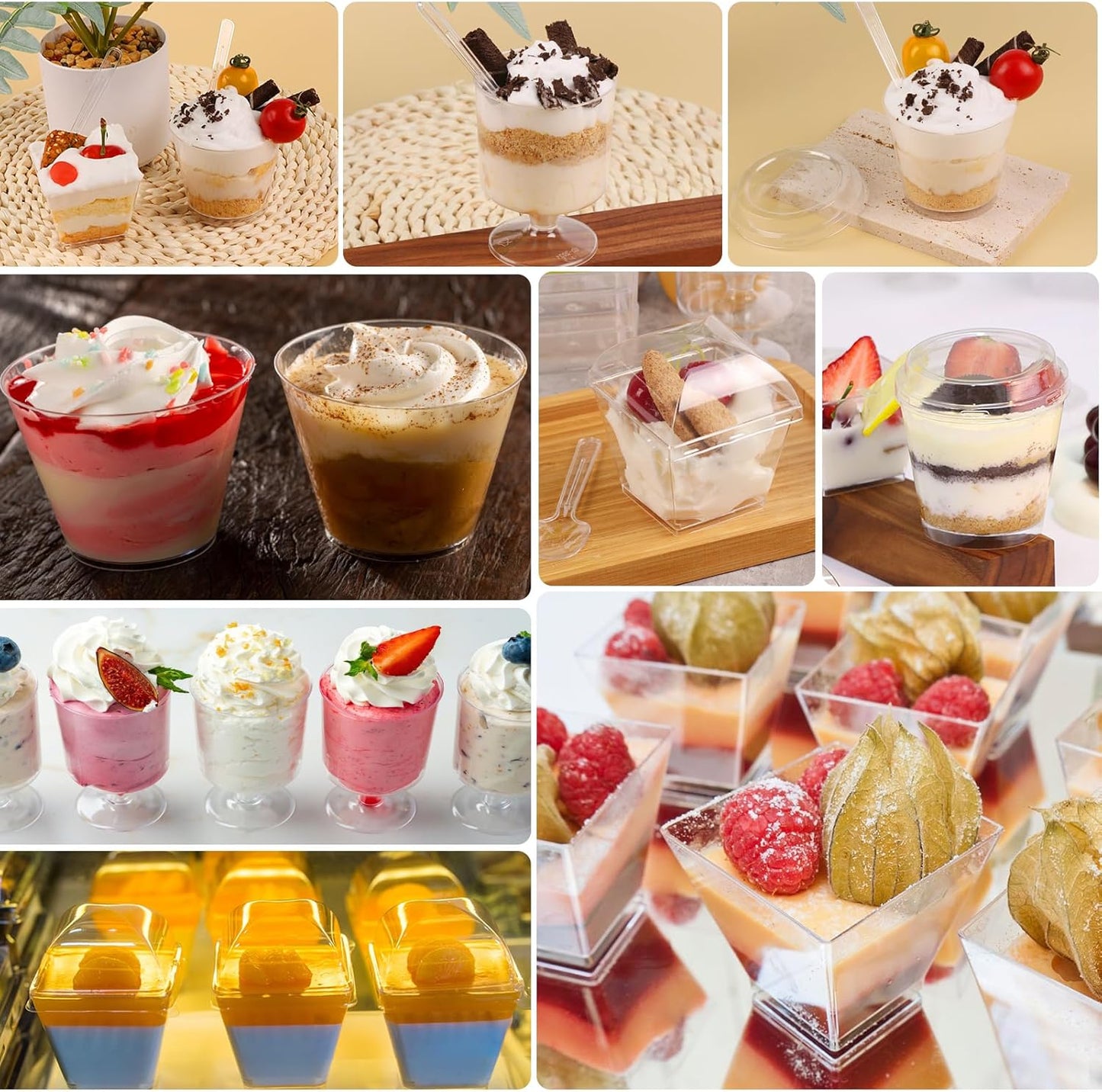 LifeIdeas 380 Pack Mini Dessert Cups with Spoons and lids, 5 oz Mini Clear Parfait Cups, Shooters Cups for Party, Round Yogurt Cups, Reusable Fruit Ice Cream Cake Pudding Cups
