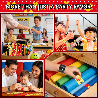 Cartoon Animation Slap Wristband, 24 Pack - Birthday Party Supplies, Cartoon Theme Bracelets Goodie Bag Fillers for Birthday & Theme Parties