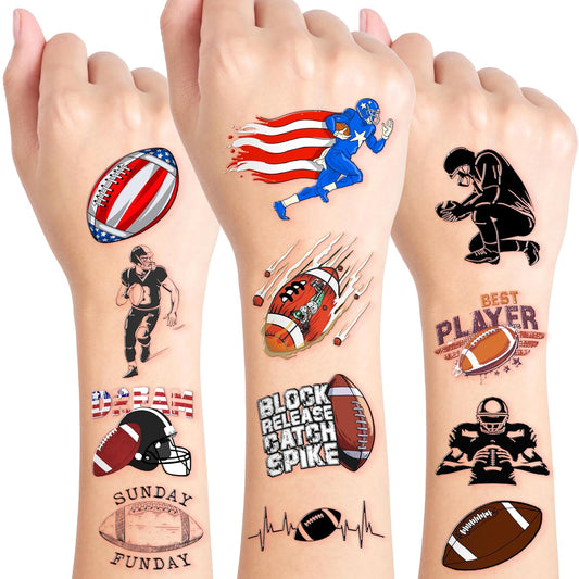 96PCS Football Pre-Cut Temporary Tattoos - Party Favors for Kids, Boys American Football Theme, Perfect for Birthday Parties, Classroom Prizes, Cheerleader & School Events Gifts