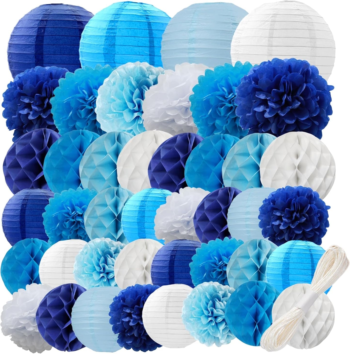 WOLHOWLTD Mermaid Theme Paper Decoration Set - 33 Pcs Paper Lanterns, Pompoms, Honeycomb Decorations for Mermaid Theme, Baby Shower,Wedding Rainbow Birthday Party Home Decoration(Pink Blue Purple)