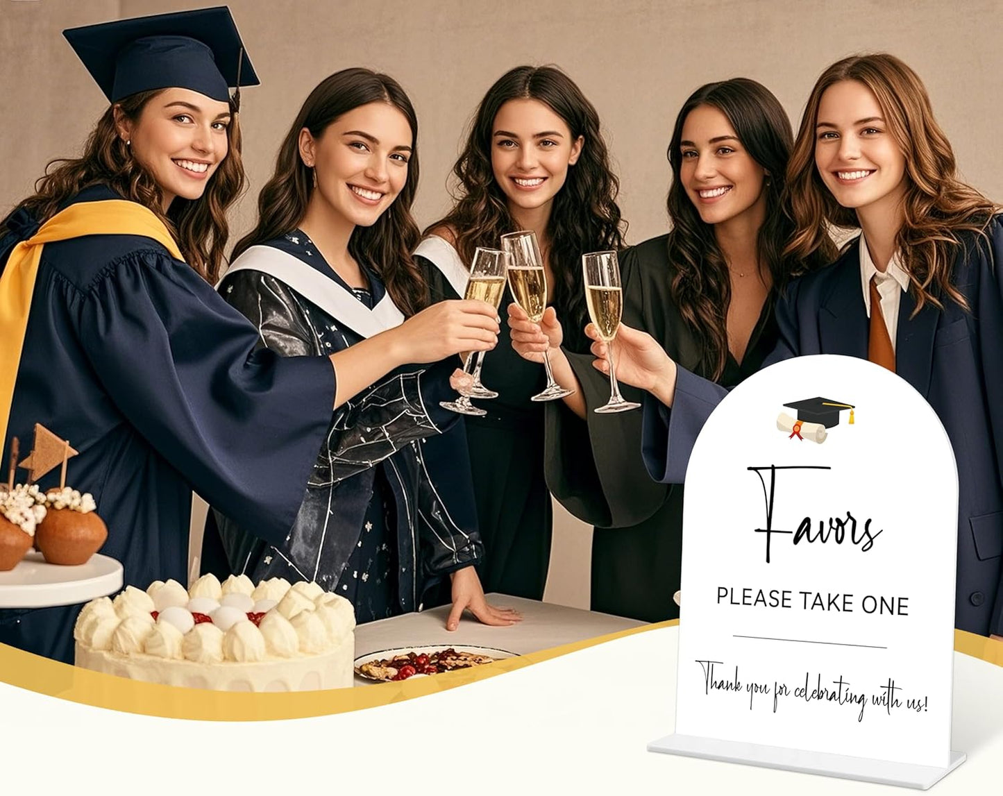 Graduation Guestbook Sign, 6 x 8 Inch White Arch Acrylic Grad Party Sign with Holder, Graduation Party Sign for Class of 2026, Grad Decor, High School College Party Supplies - DL02