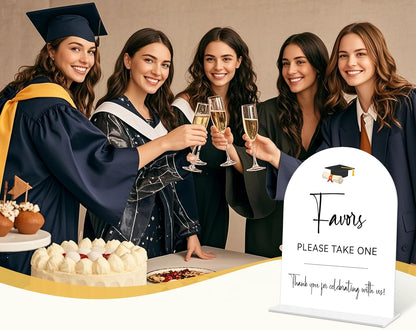 Graduation Guestbook Sign, 6 x 8 Inch White Arch Acrylic Grad Party Sign with Holder, Graduation Party Sign for Class of 2026, Grad Decor, High School College Party Supplies - DL02