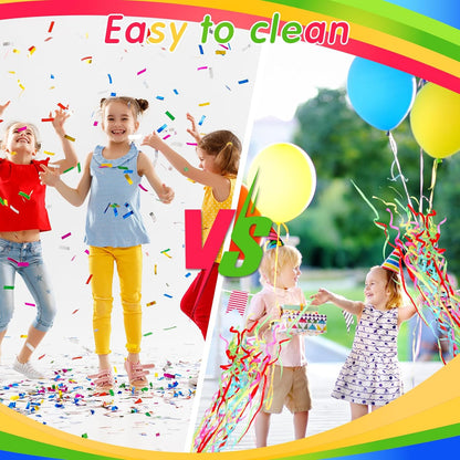 Sratte 100 Pcs Hand Throw Streamers with Colorful Ribbon No Mess Confetti Crackers for Halloween, Wedding, Party, Graduation, Birthday, Celebration