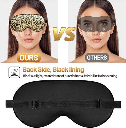 Silk Eye Mask with Adjustable Strap, Satin Blackout Sleeping Mask for Men&Women, Comfortable Blindfold Eyeshade for Night Sleep(Blue)